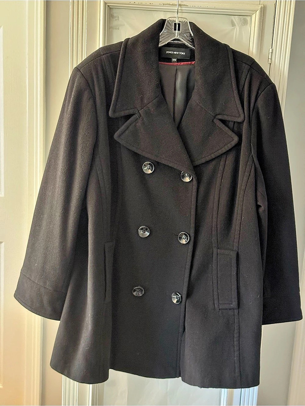 Jones New York Wool Cashmere Pea Coat in Black Size 22W